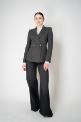 Harris Wharf London Stretch Knit Blazer in Salt and Pepper Houndstooth Print