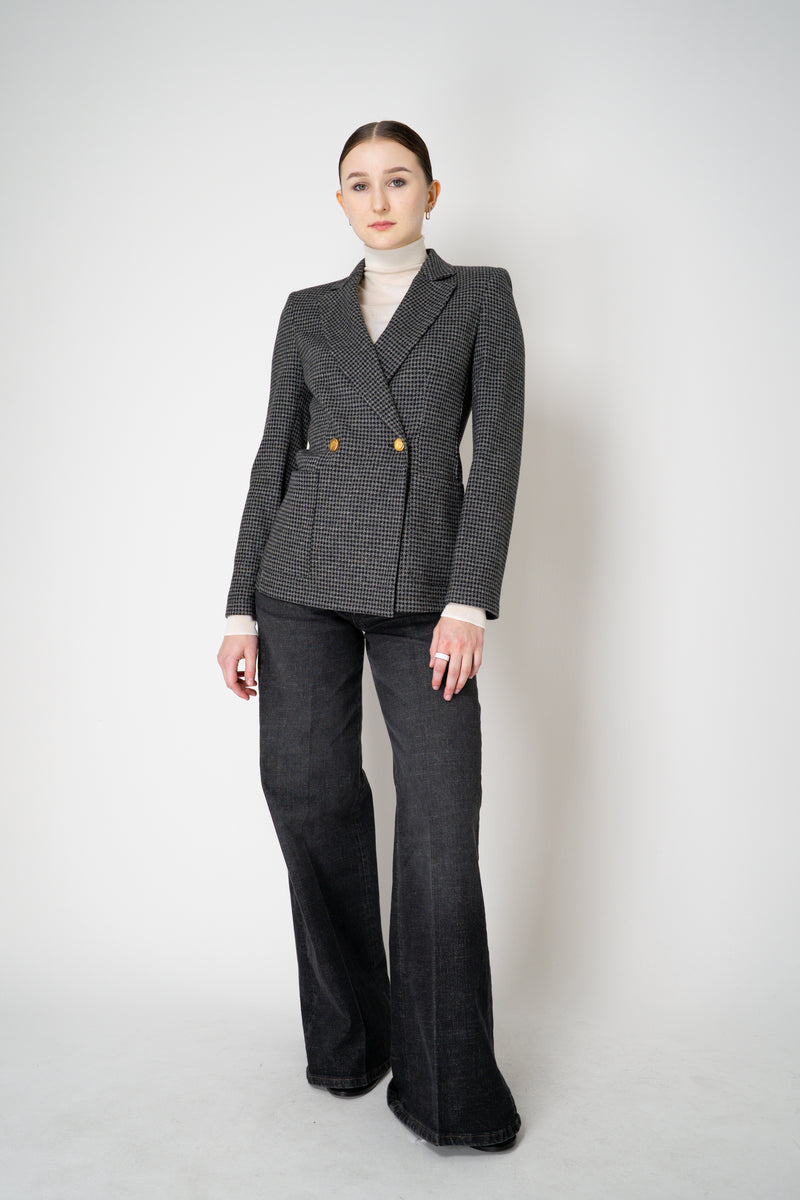 Harris Wharf London Stretch Knit Blazer in Salt and Pepper Houndstooth Print