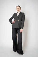 Harris Wharf London Stretch Knit Blazer in Salt and Pepper Houndstooth Print