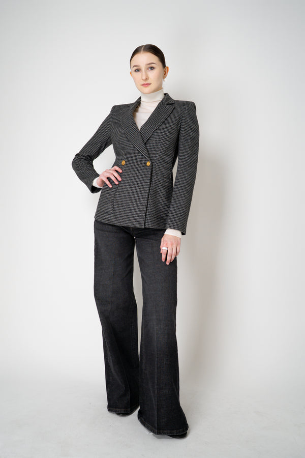 Harris Wharf London Stretch Knit Blazer in Salt and Pepper Houndstooth Print