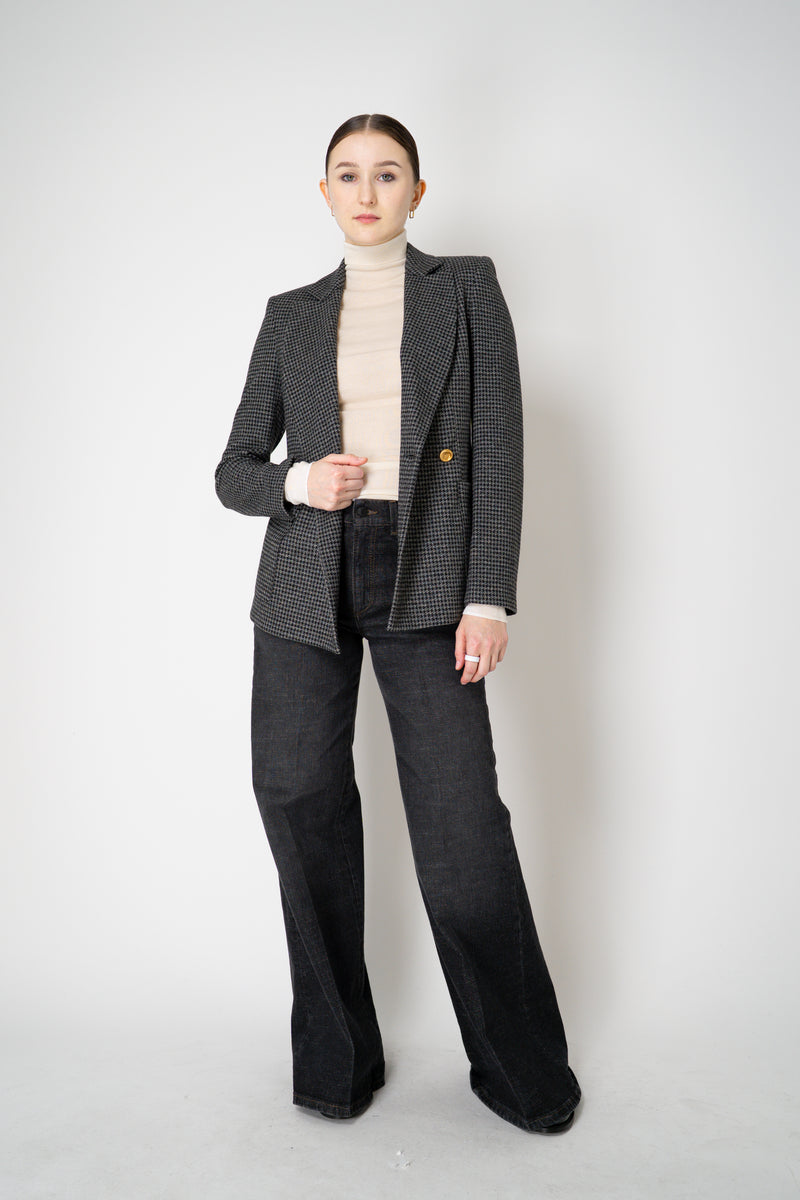 Harris Wharf London Stretch Knit Blazer in Salt and Pepper Houndstooth Print