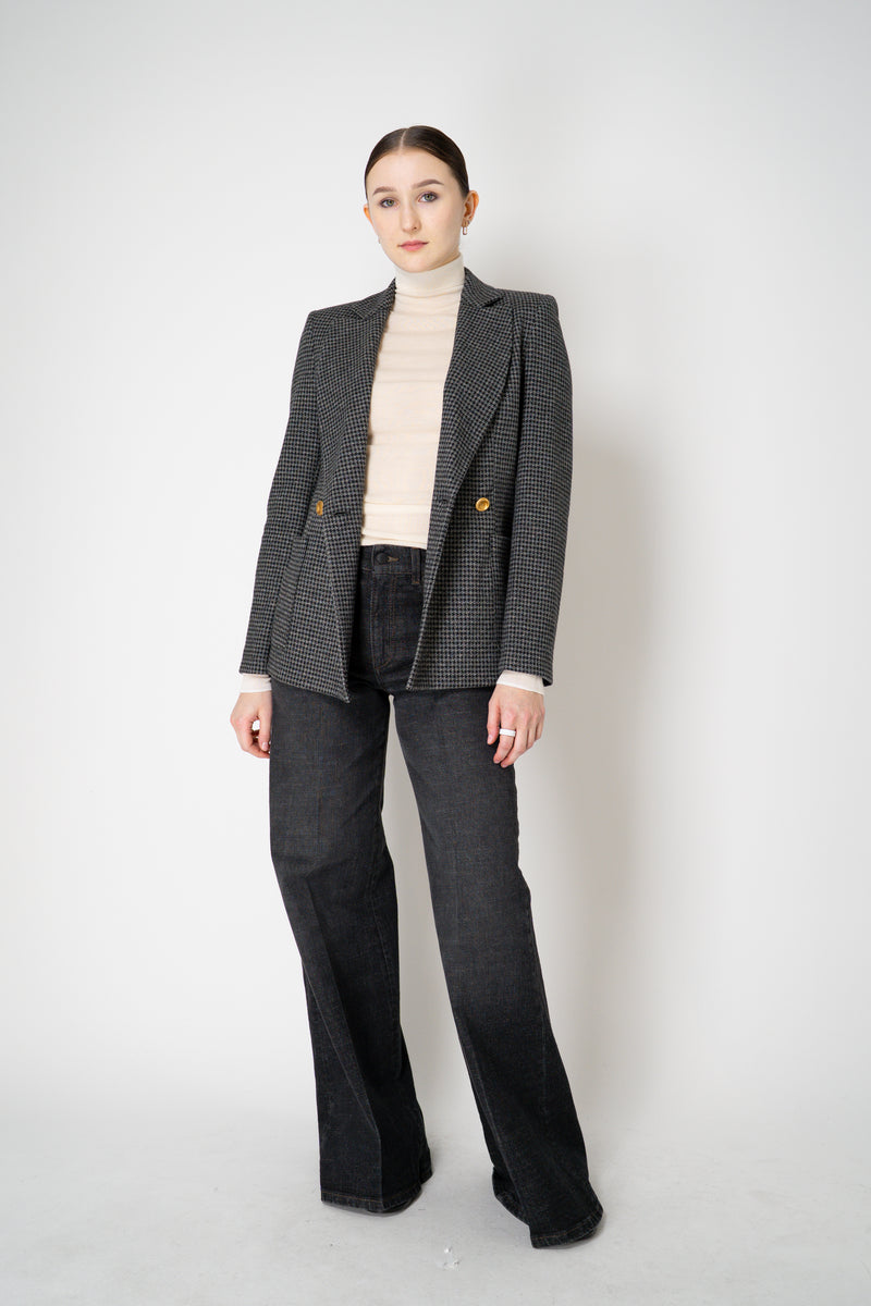 Harris Wharf London Stretch Knit Blazer in Salt and Pepper Houndstooth Print