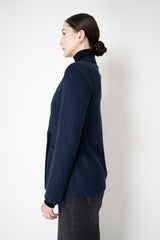 Harris Wharf London Stretch Knit Blazer in Dark Blue Herringbone Print