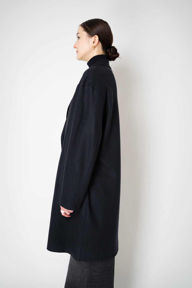 Harris Wharf London Cashmere Blend Oversized Flannel Coat in Dark Navy