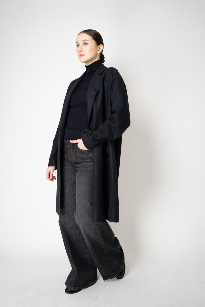 Harris Wharf London Cashmere Blend Oversized Flannel Coat in Dark Navy