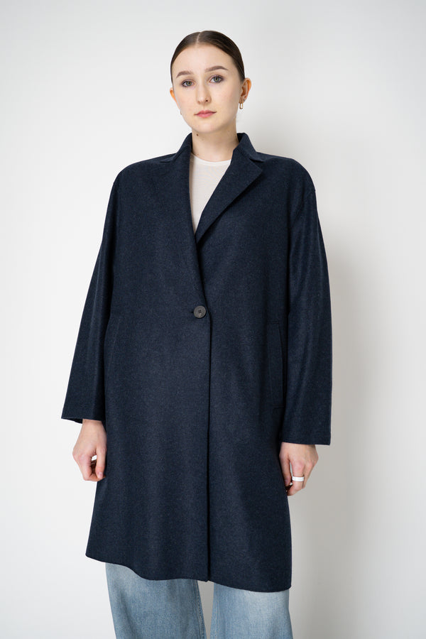 Harris Wharf London Loro Piana Cashmere Flannel Coat in Navy