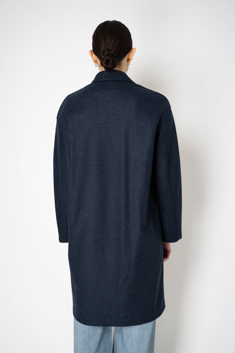 Harris Wharf London Loro Piana Cashmere Flannel Coat in Navy
