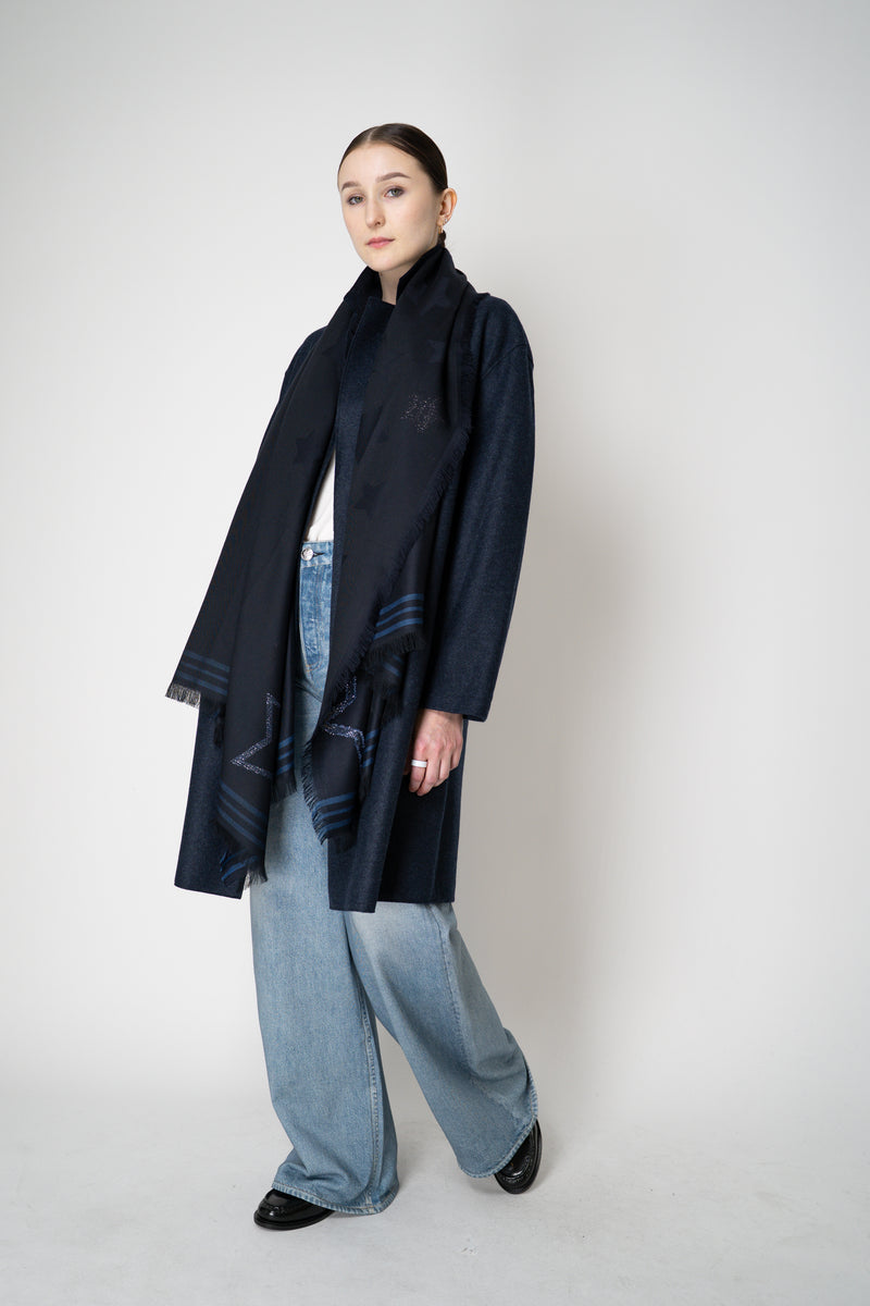 Harris Wharf London Loro Piana Cashmere Flannel Coat in Navy