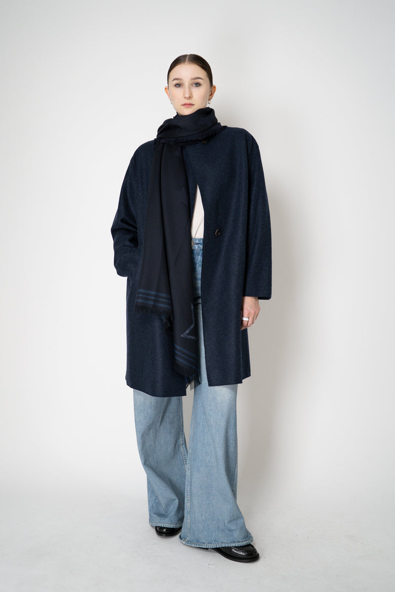 Harris Wharf London Loro Piana Cashmere Flannel Coat in Navy