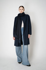 Harris Wharf London Loro Piana Cashmere Flannel Coat in Navy
