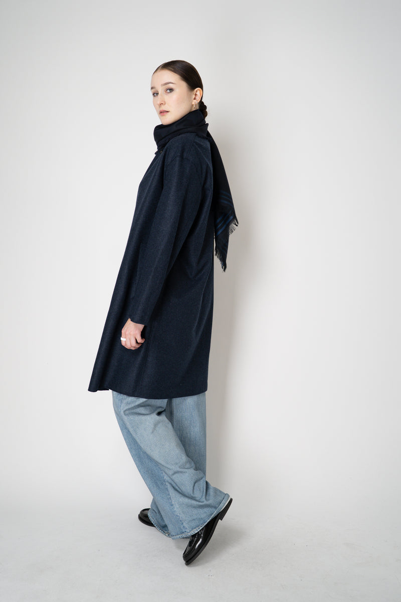 Harris Wharf London Loro Piana Cashmere Flannel Coat in Navy