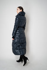 Herno Ultralight Technology Goose Down Padded Belted Coat in Navy