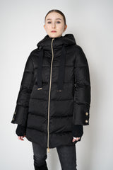 Herno A-line Satin Finish Hooded Coat in Black