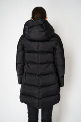 Herno A-line Satin Finish Hooded Coat in Black