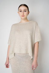 D. Exterior Lightweight Wool Alpaca Knit Sequined Poncho in Latte