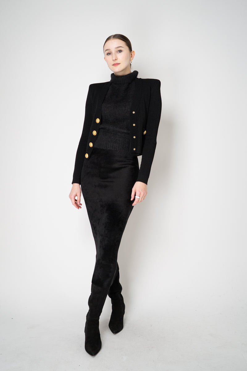 D. Exterior Wool Alpaca Soft Sleeveless Turtleneck Pullover Top in Black
