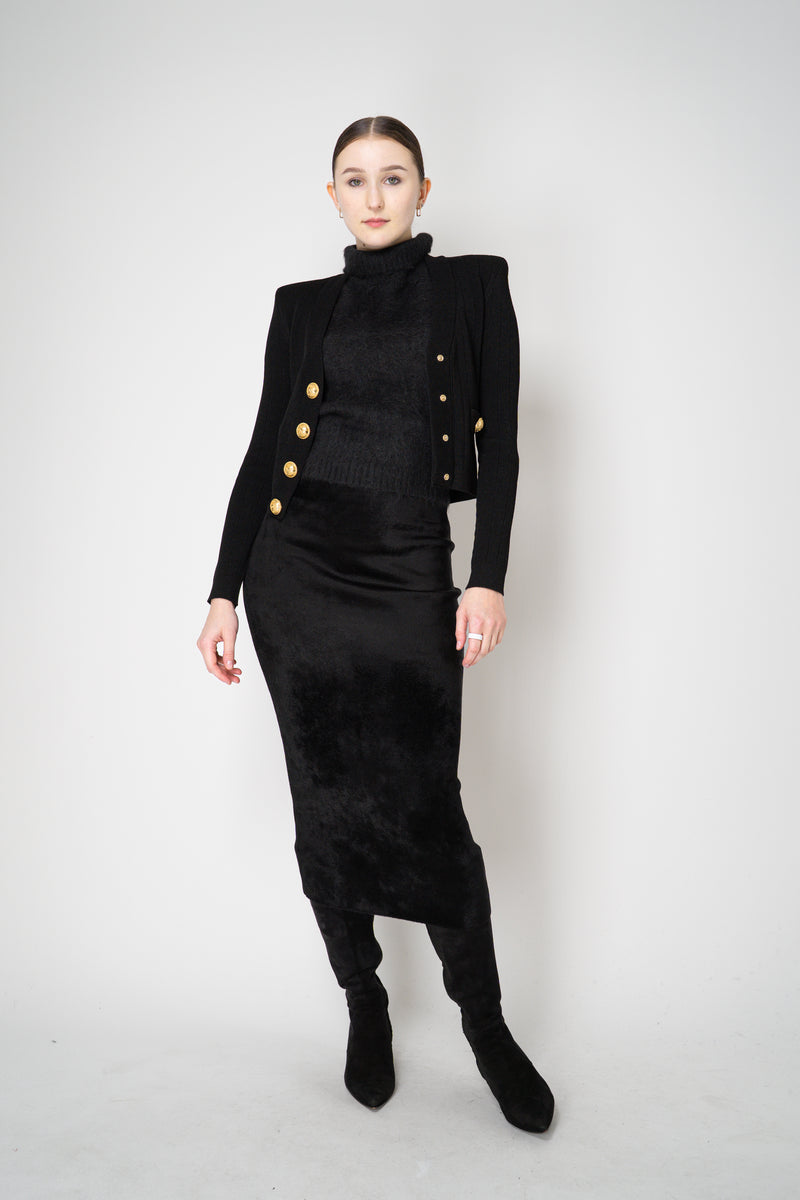 D. Exterior Wool Alpaca Soft Sleeveless Turtleneck Pullover Top in Black