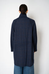 Harris Wharf London Loro Piana Raglan Jacket in Blue and Brown Plaid