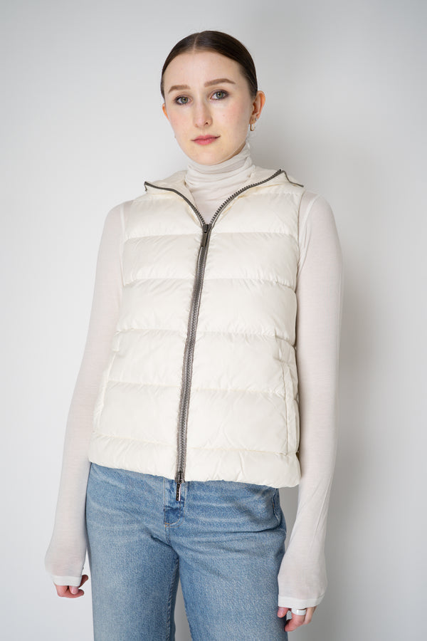Tonet Goose Down Padded Hooded Vest in White