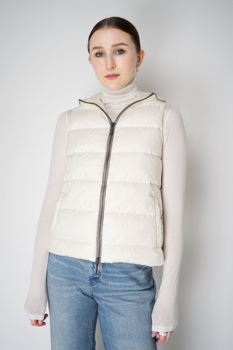 Tonet Goose Down Padded Hooded Vest in White
