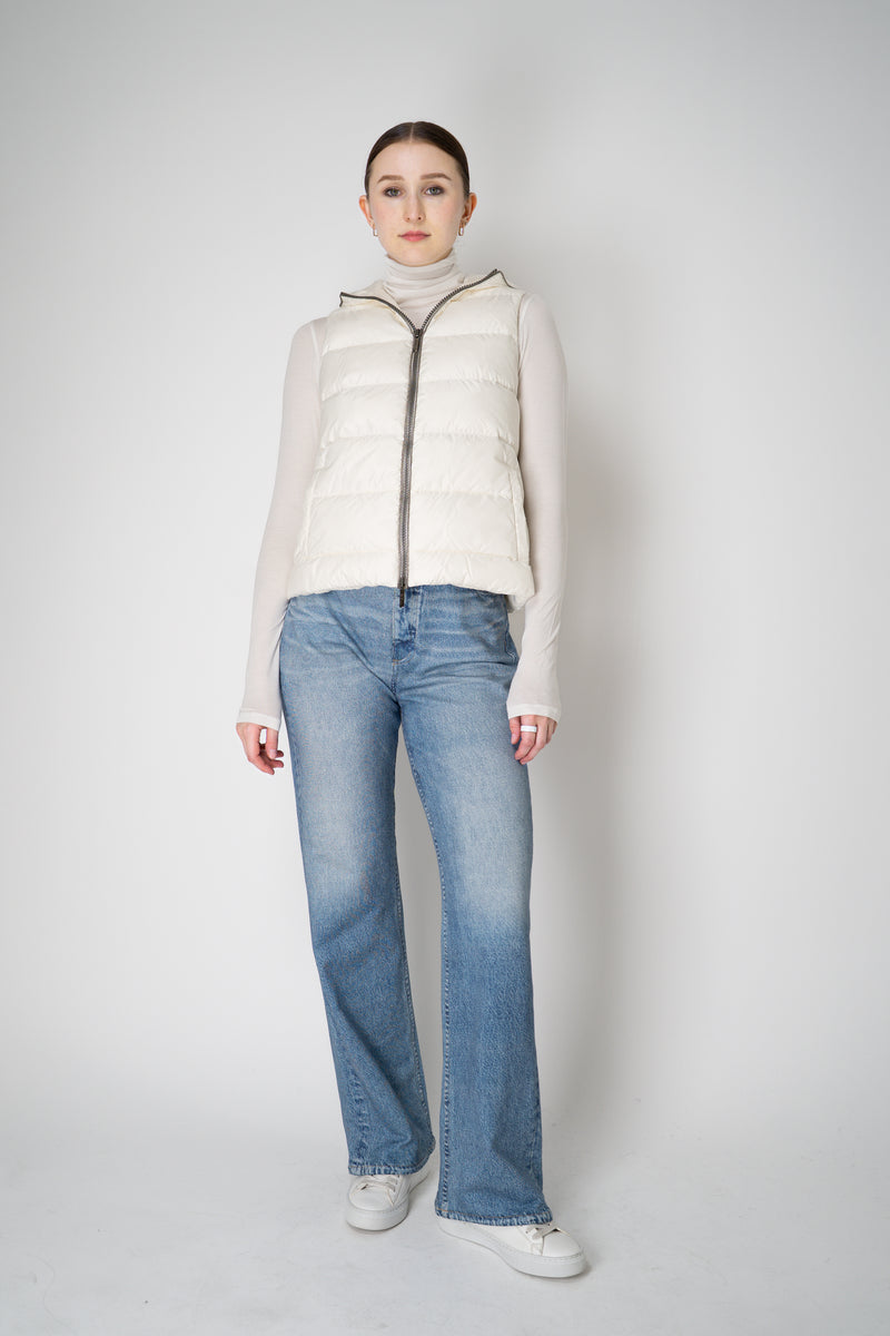 Tonet Goose Down Padded Hooded Vest in White