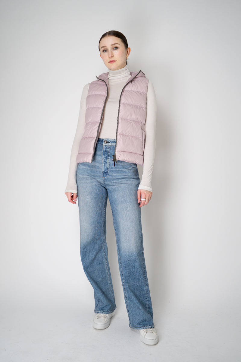 Tonet Goose Down Padded Hooded Vest in Pastel Lilac
