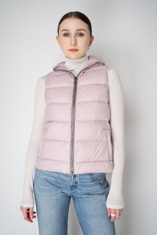 Tonet Goose Down Padded Hooded Vest in Pastel Lilac