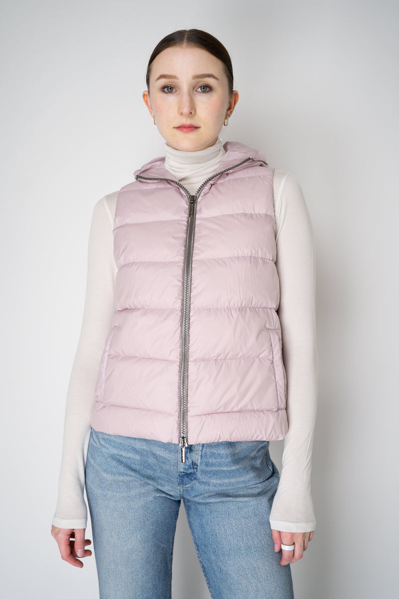 Tonet Goose Down Padded Hooded Vest in Pastel Lilac