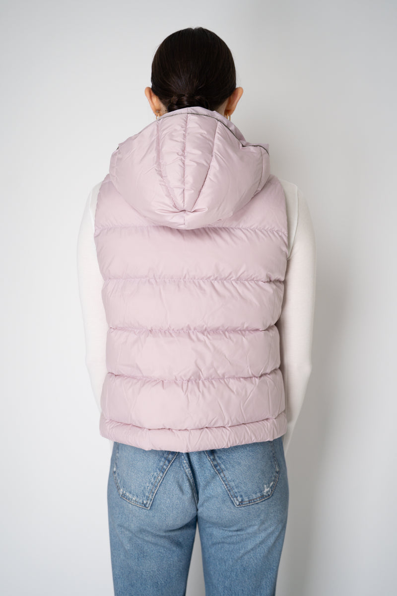 Tonet Goose Down Padded Hooded Vest in Pastel Lilac