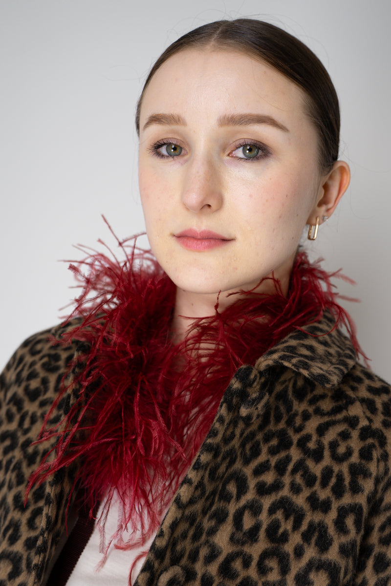 Odeeh Ostrich Feather Tie Collar in Burlesque Red