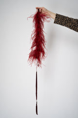 Odeeh Ostrich Feather Tie Collar in Burlesque Red
