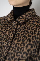Odeeh Wool Alpaca Cropped Jacket in Caramel and Black Leopard Print