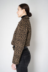 Odeeh Wool Alpaca Cropped Jacket in Caramel and Black Leopard Print