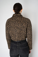 Odeeh Wool Alpaca Cropped Jacket in Caramel and Black Leopard Print