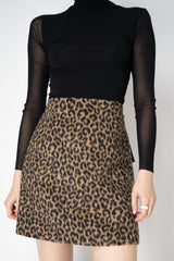 Odeeh Wool Alpaca Mini Skirt in Caramel and Black Leopard Print