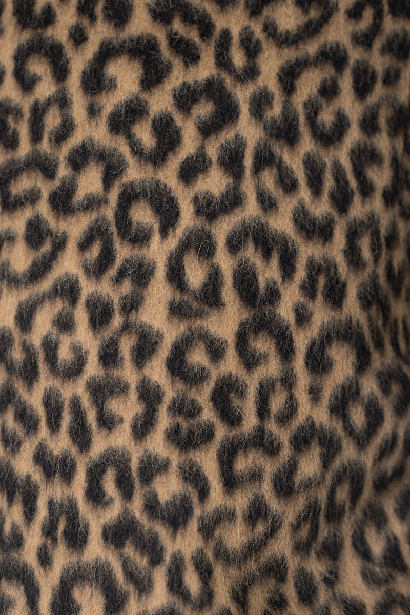 Odeeh Wool Alpaca Mini Skirt in Caramel and Black Leopard Print