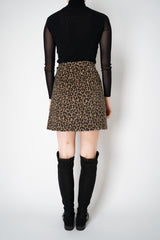 Odeeh Wool Alpaca Mini Skirt in Caramel and Black Leopard Print