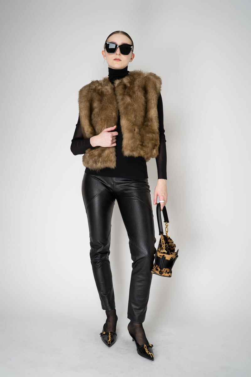 Dolce & Gabbana 100% Agnello Brushed Fur Vest in Golden Brown Melange