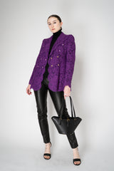Dolce & Gabbana Double Breasted Cordonetto Floral Lace Jacket in Violet
