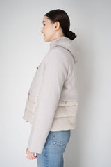 Tonet Quilted Bouclé Merino Wool Hooded Jacket in Clay