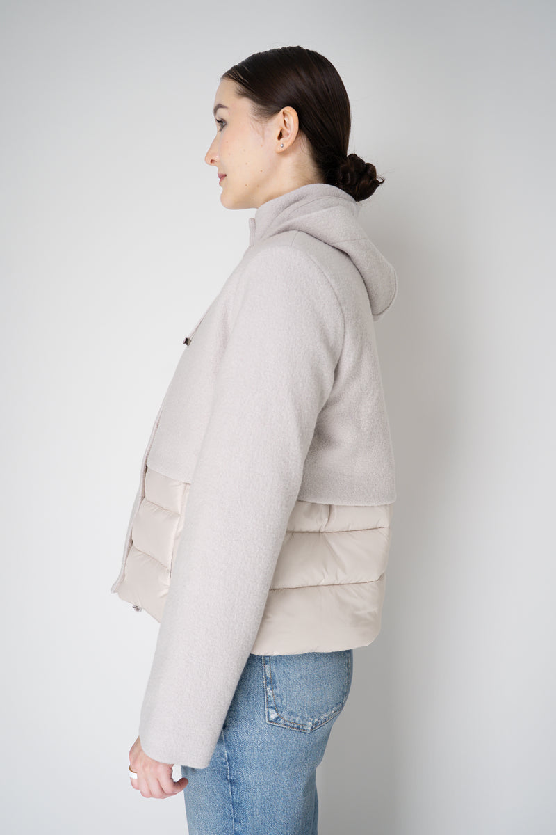 Tonet Quilted Bouclé Merino Wool Hooded Jacket in Clay