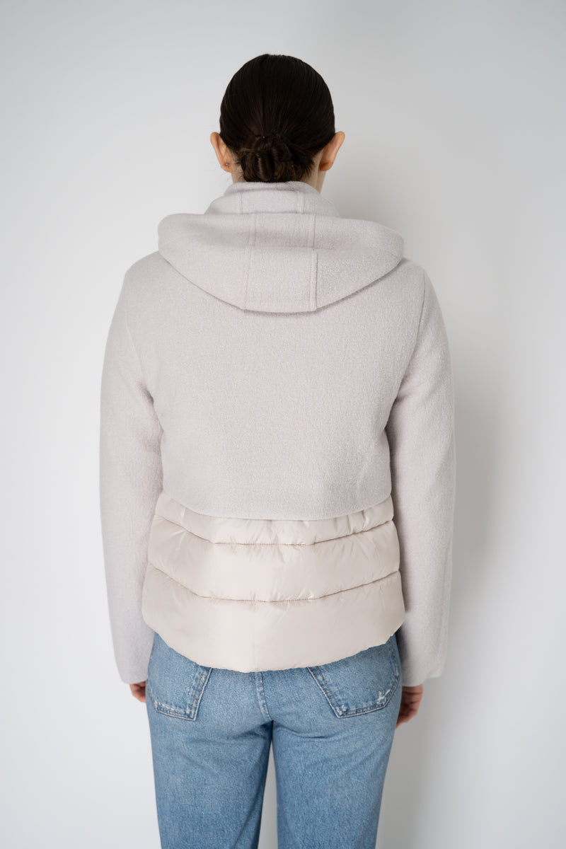 Tonet Quilted Bouclé Merino Wool Hooded Jacket in Clay