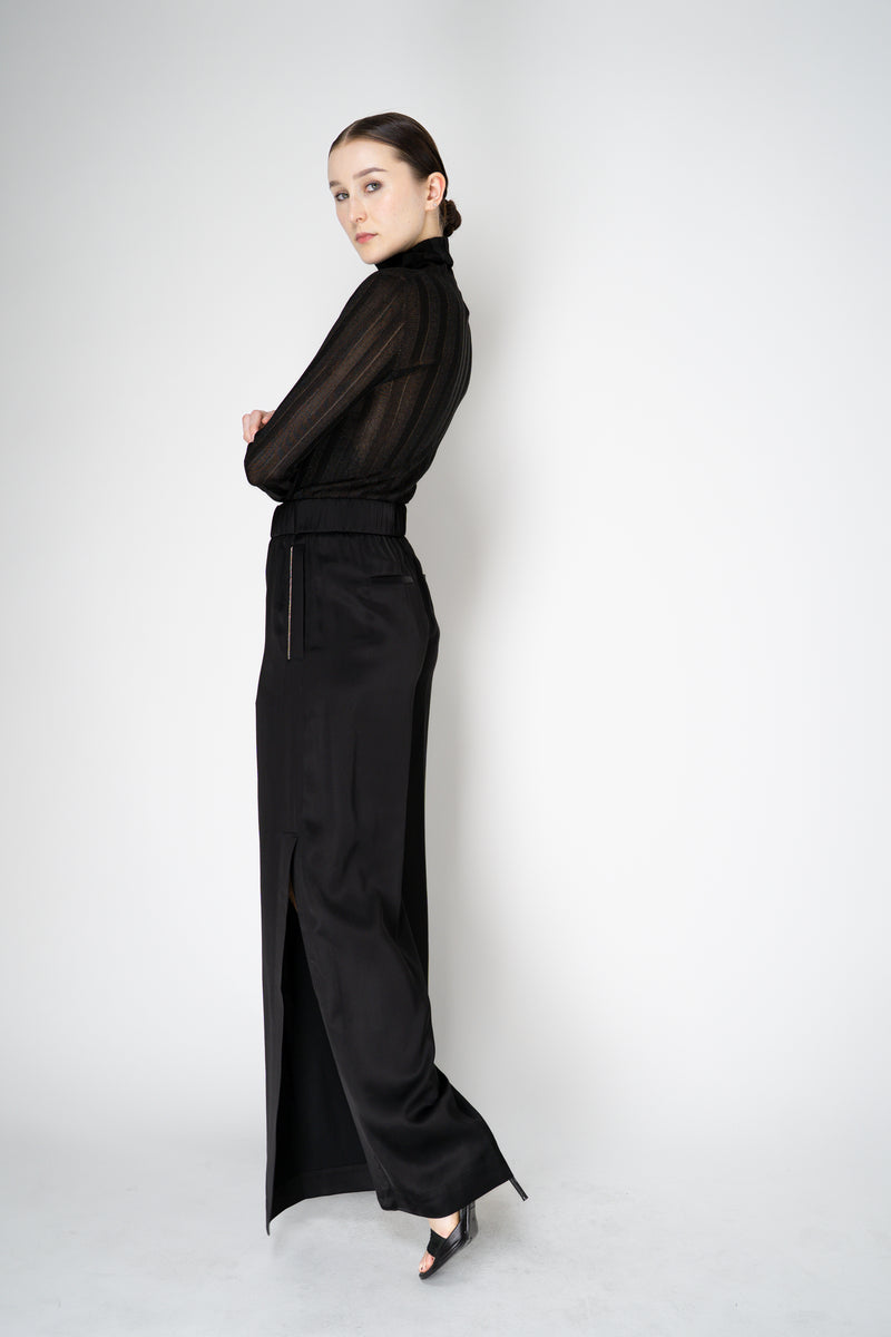 Peserico Liquid Drape Wide Leg Viscose Trousers with Long Slits in Black