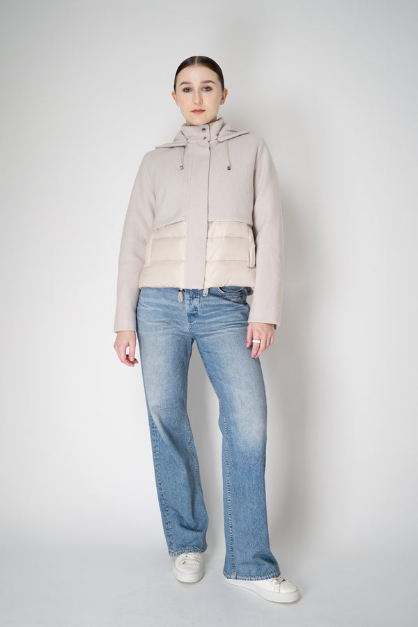 Tonet Quilted Bouclé Merino Wool Hooded Jacket in Clay
