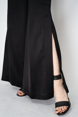 Peserico Liquid Drape Wide Leg Viscose Trousers with Long Slits in Black