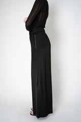 Peserico Liquid Drape Wide Leg Viscose Trousers with Long Slits in Black
