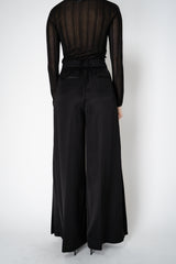 Peserico Liquid Drape Wide Leg Viscose Trousers with Long Slits in Black