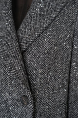 Peserico Virgin Wool Sequin Embellished Tweed Blazer in Grey Melange