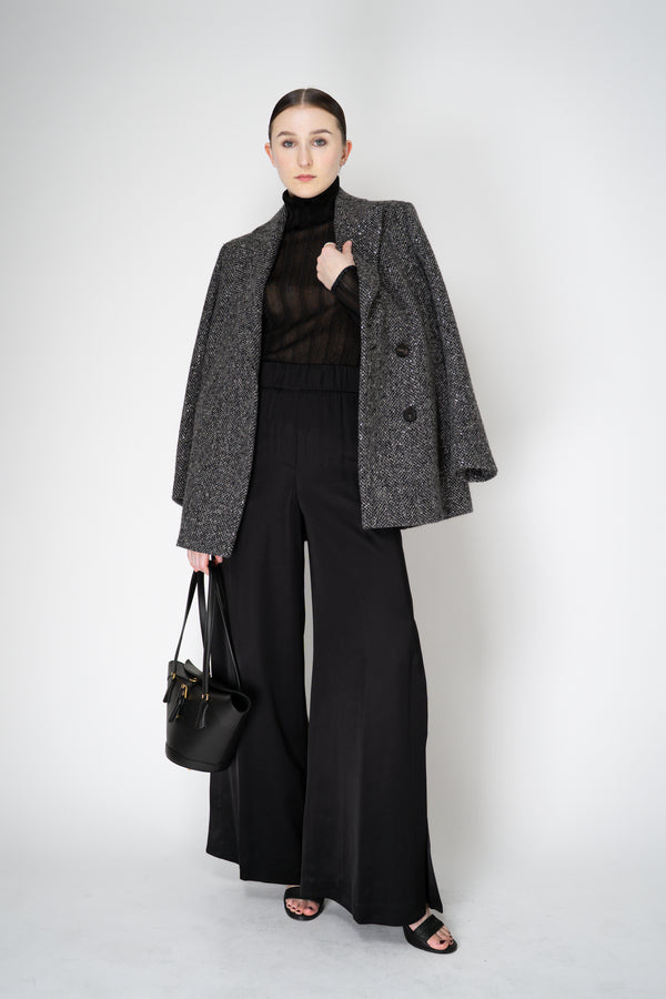 Peserico Virgin Wool Sequin Embellished Tweed Blazer in Grey Melange