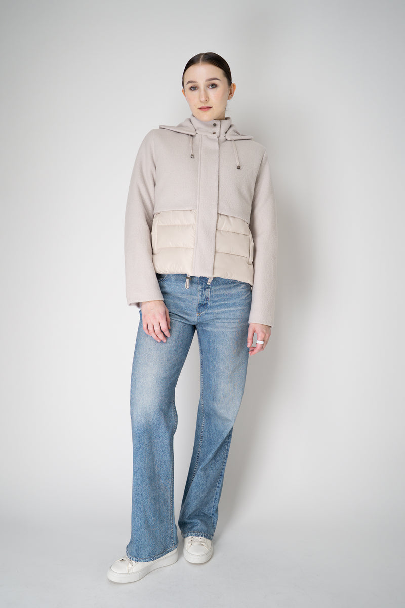 Tonet Quilted Bouclé Merino Wool Hooded Jacket in Clay